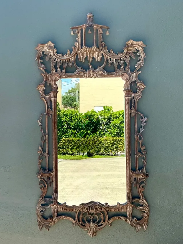 Vintage Carved Wood Pagoda Mirror — additional photo 8