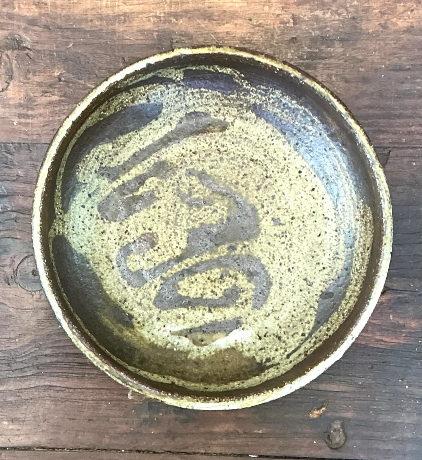 Vintage Abstract Design Pottery Plate — additional photo 3