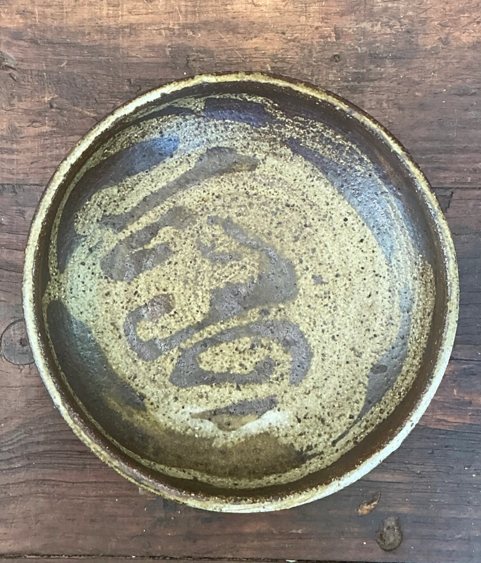 Vintage Abstract Design Pottery Plate — additional photo 1