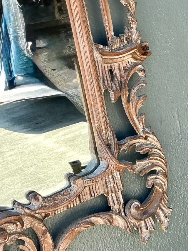 Vintage Carved Wood Pagoda Mirror — additional photo 3