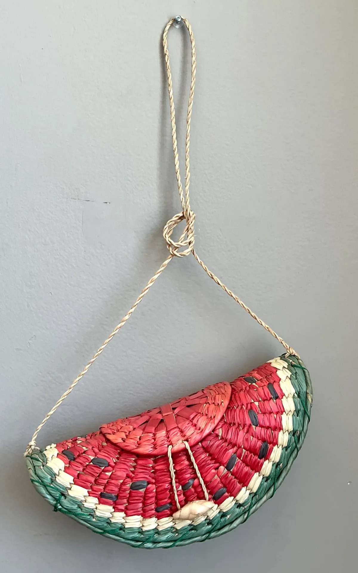 Vintage Woven Rattan Watermelon Bag - Back view