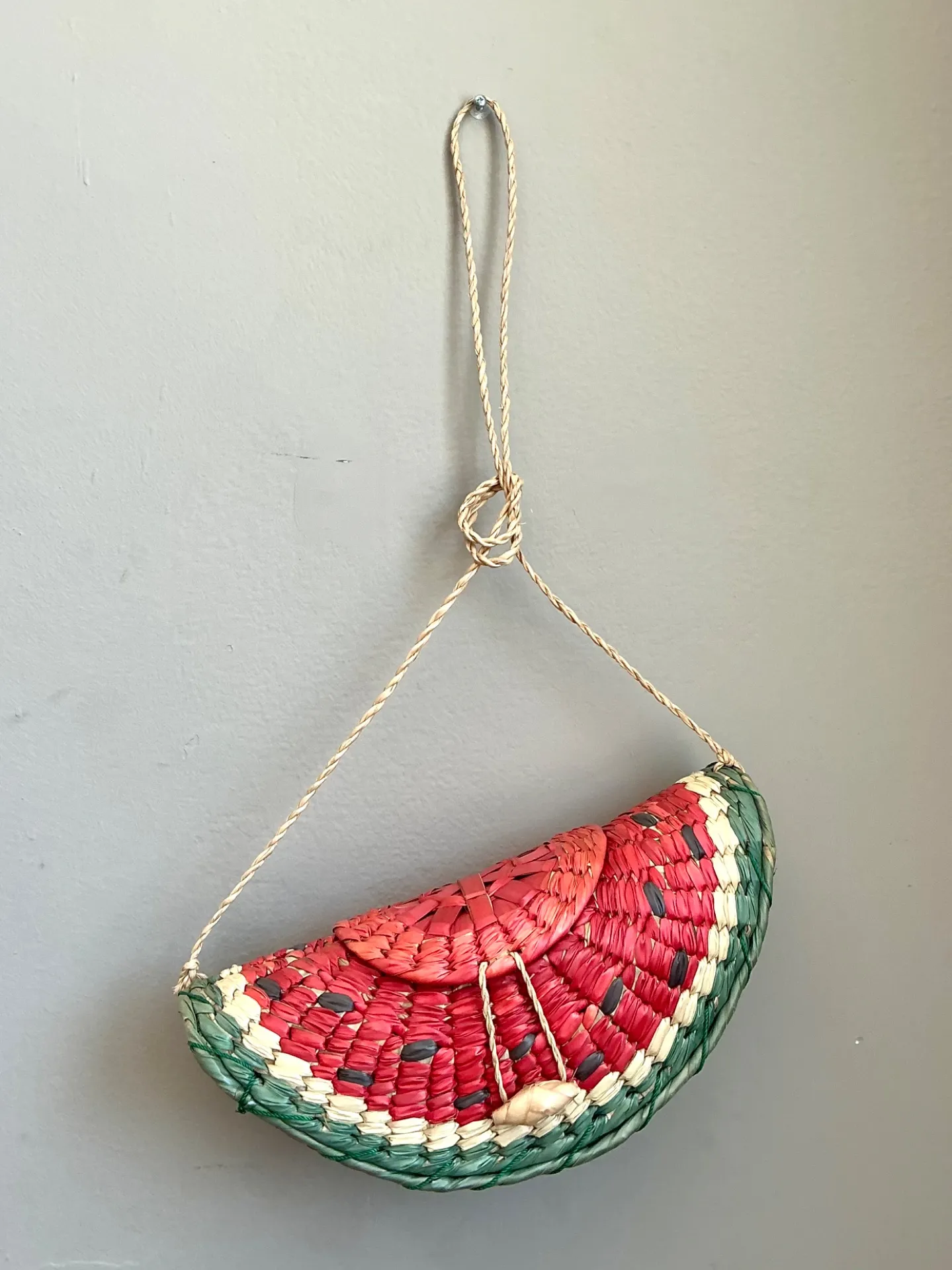 Vintage Woven Rattan Watermelon Bag — additional photo 1