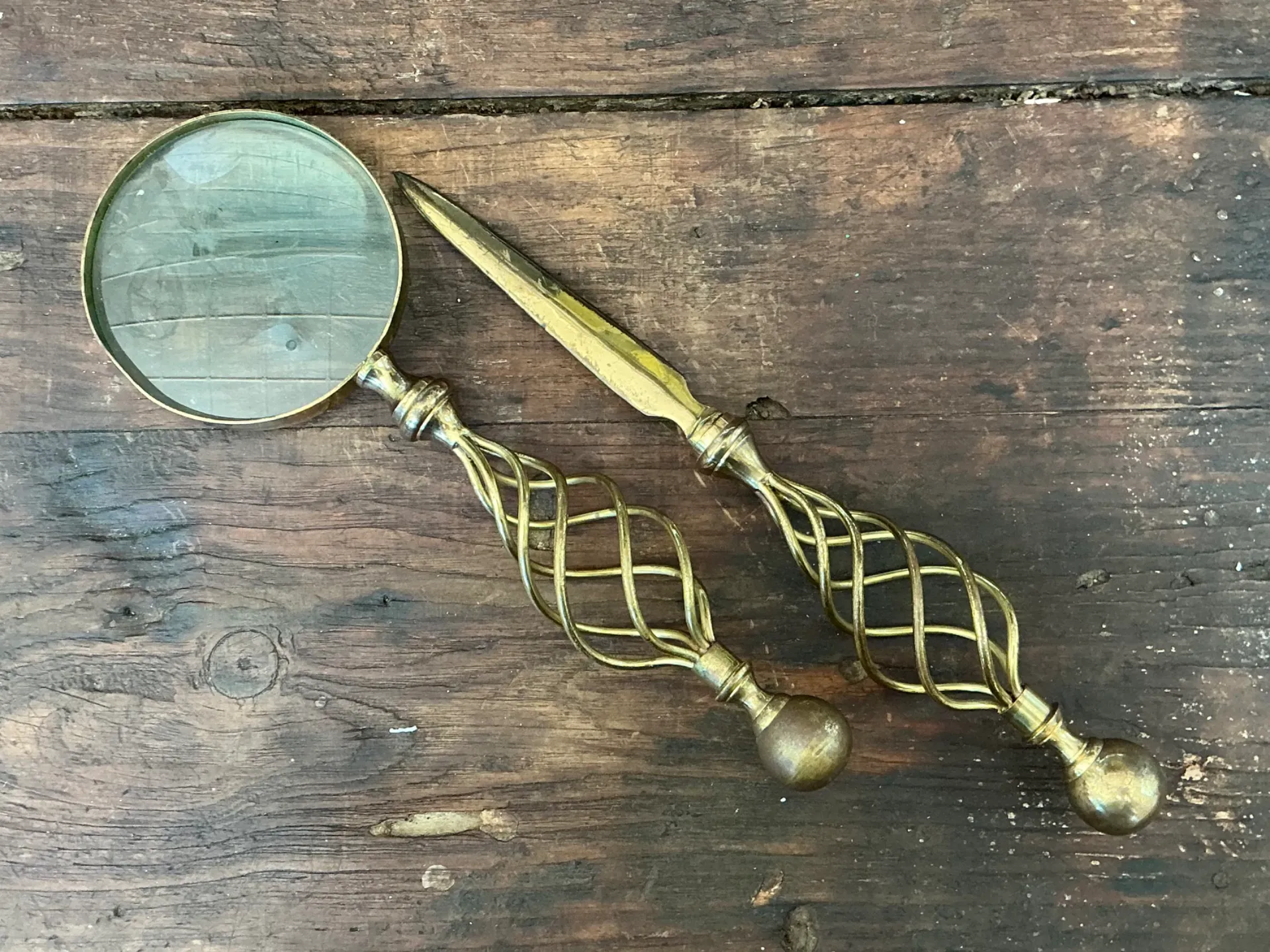 Vintage Brass Magnifying Glass and Letter Opener — additional photo 6