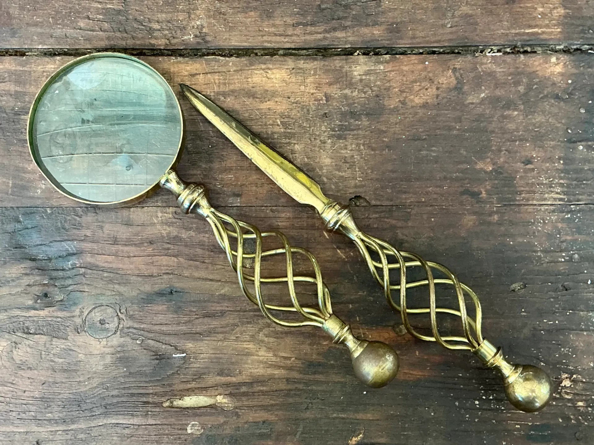 Vintage Brass Magnifying Glass and Letter Opener — additional photo 4