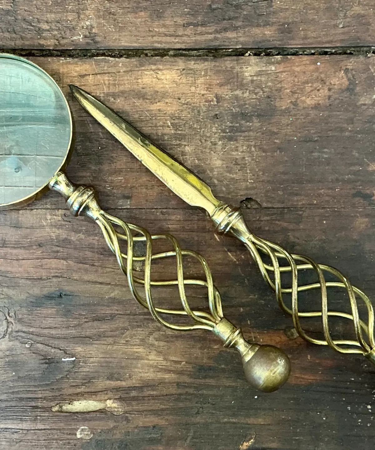Vintage Brass Magnifying Glass and Letter Opener — additional photo 4