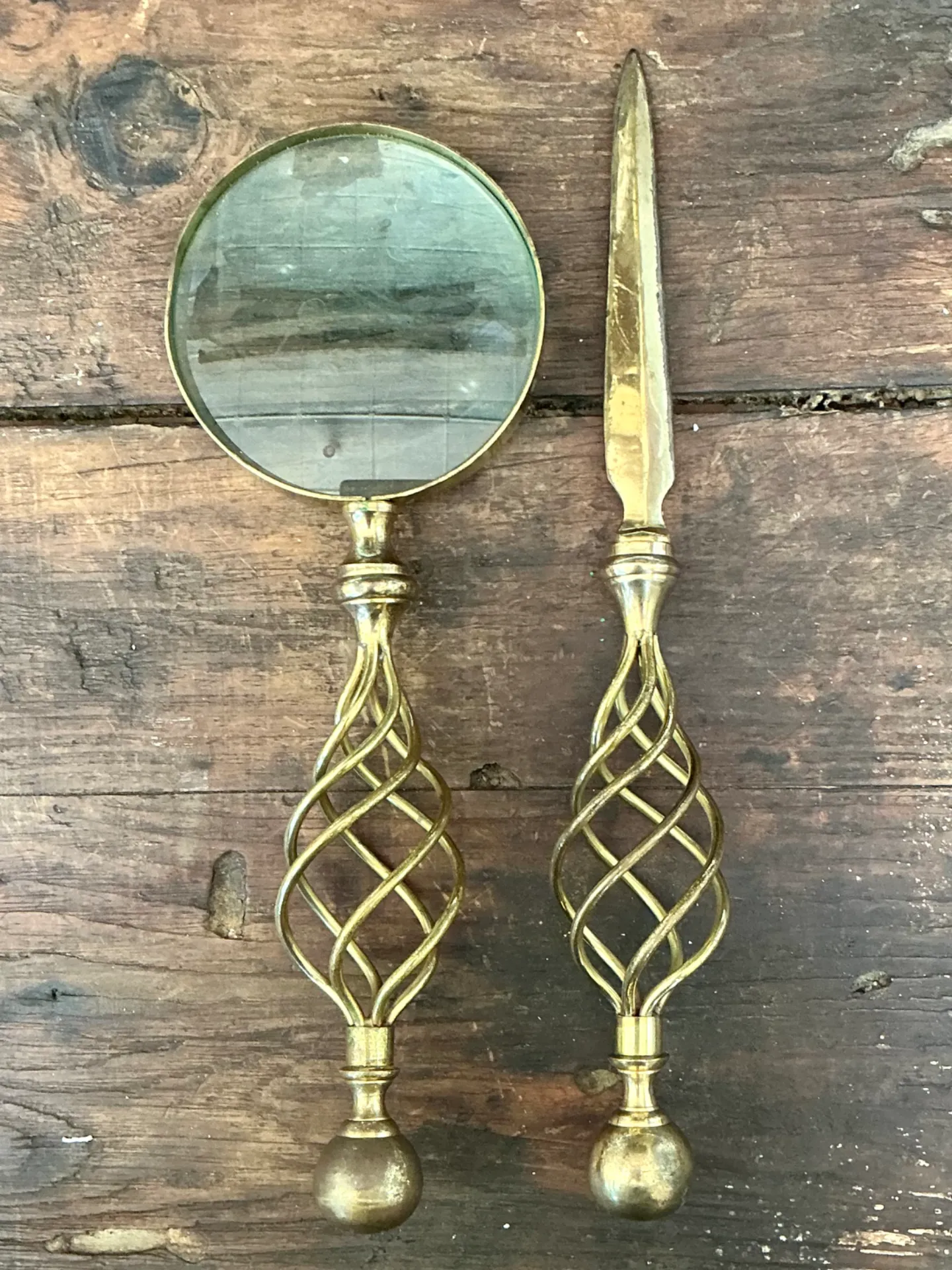 Vintage Brass Magnifying Glass and Letter Opener — additional photo 3