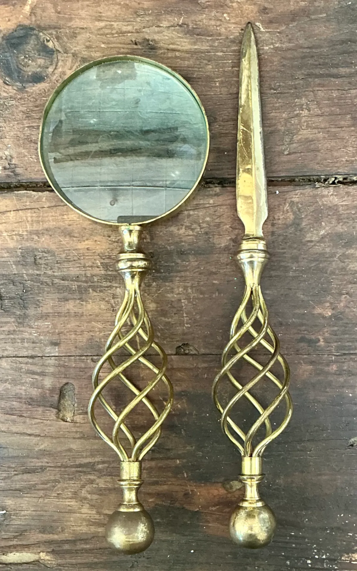 Vintage Brass Magnifying Glass and Letter Opener — additional photo 3