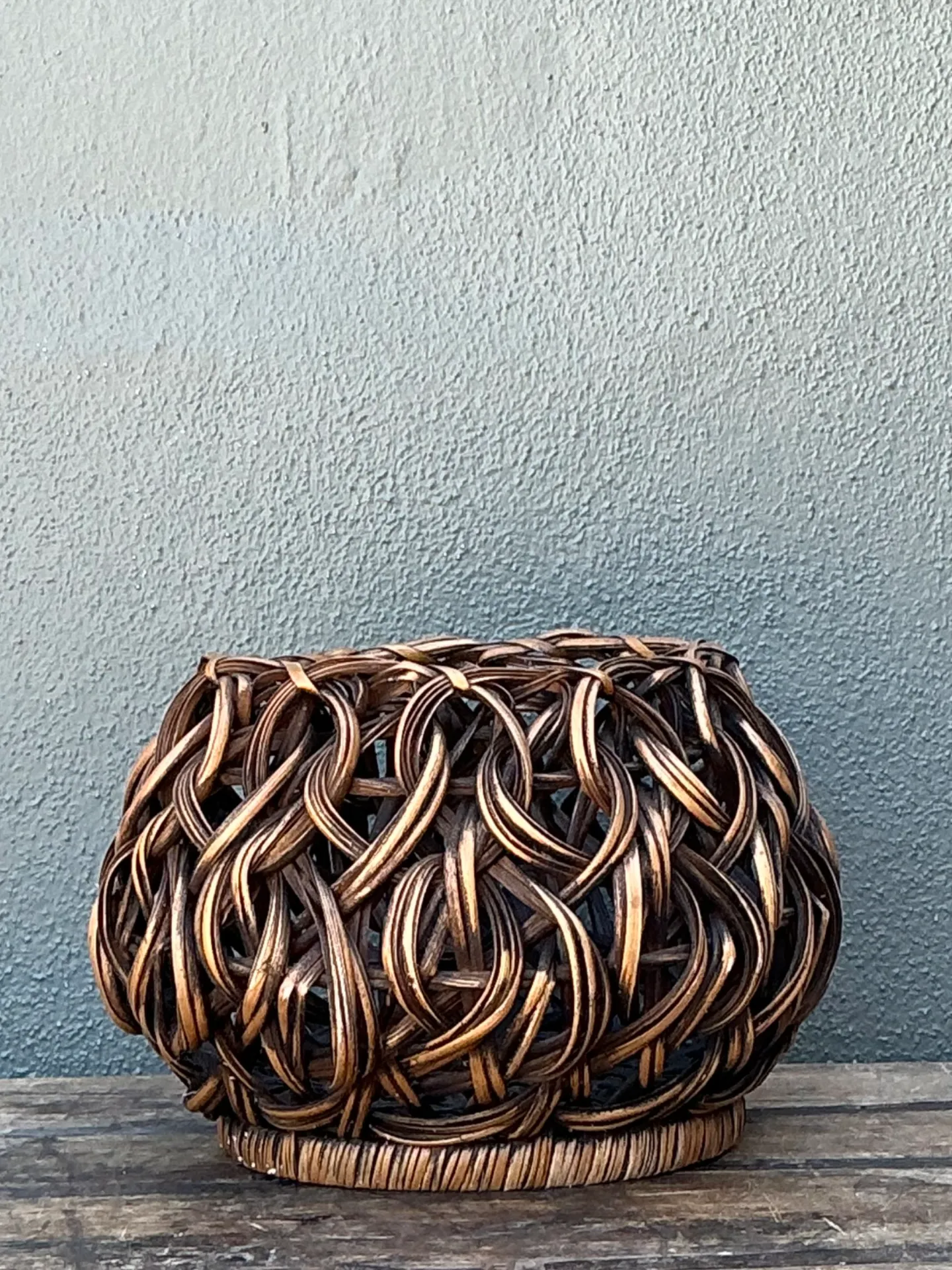 Vintage Handcrafted Woven Rattan Basket — additional photo 7