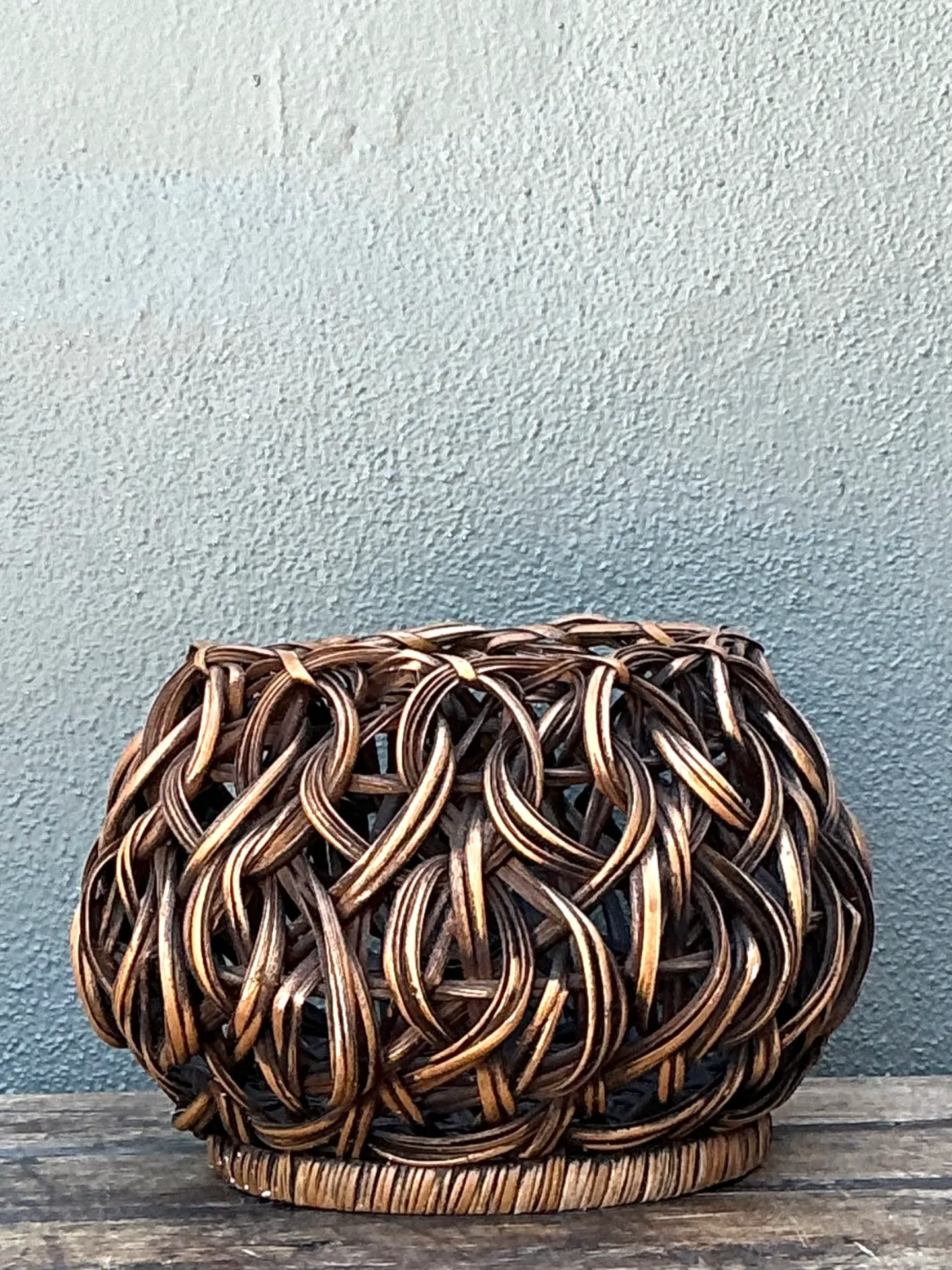 Vintage Handcrafted Woven Rattan Basket — additional photo 4