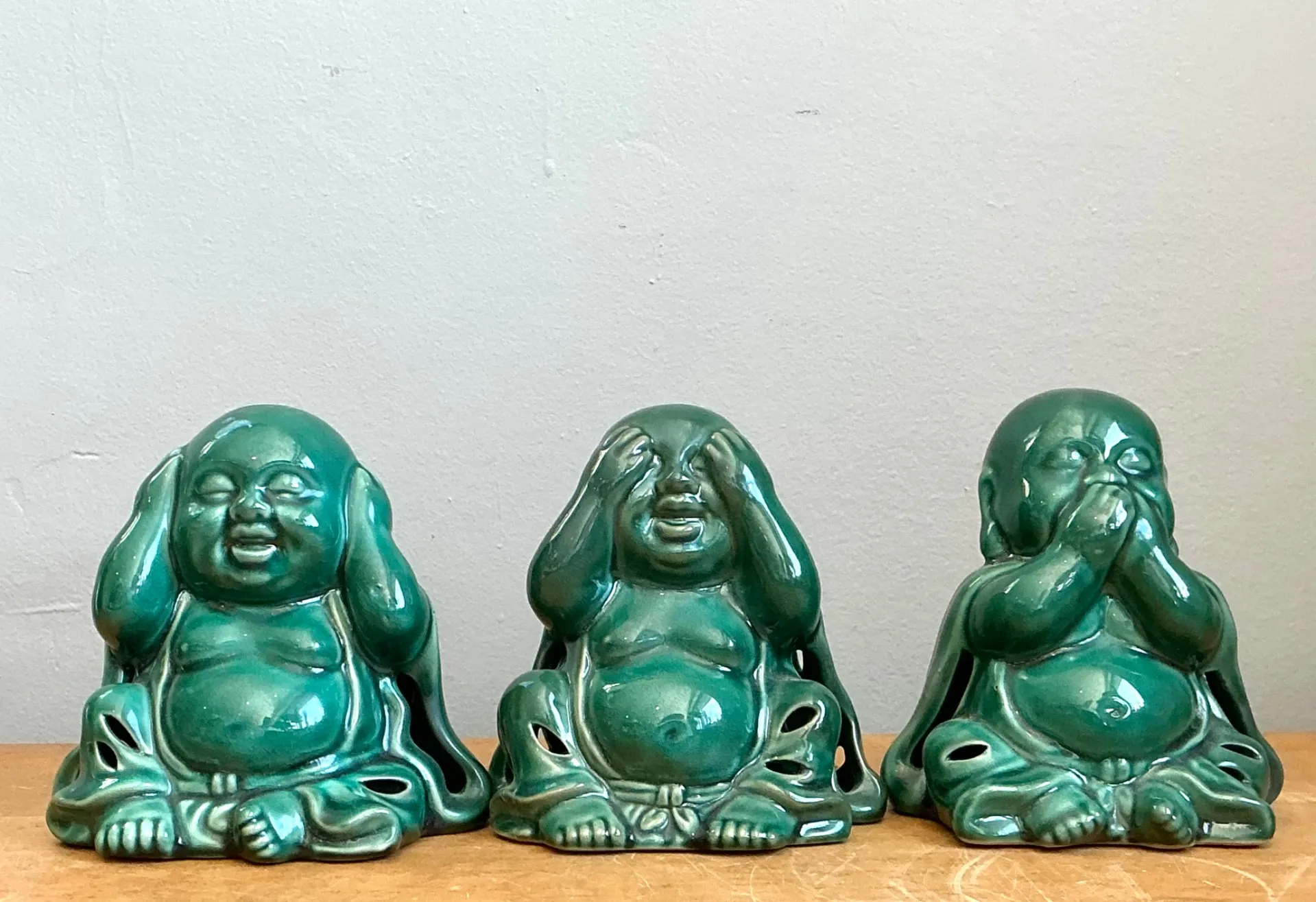 Vintage Ceramic Buddha Figurines - Set of 3 — additional photo 1