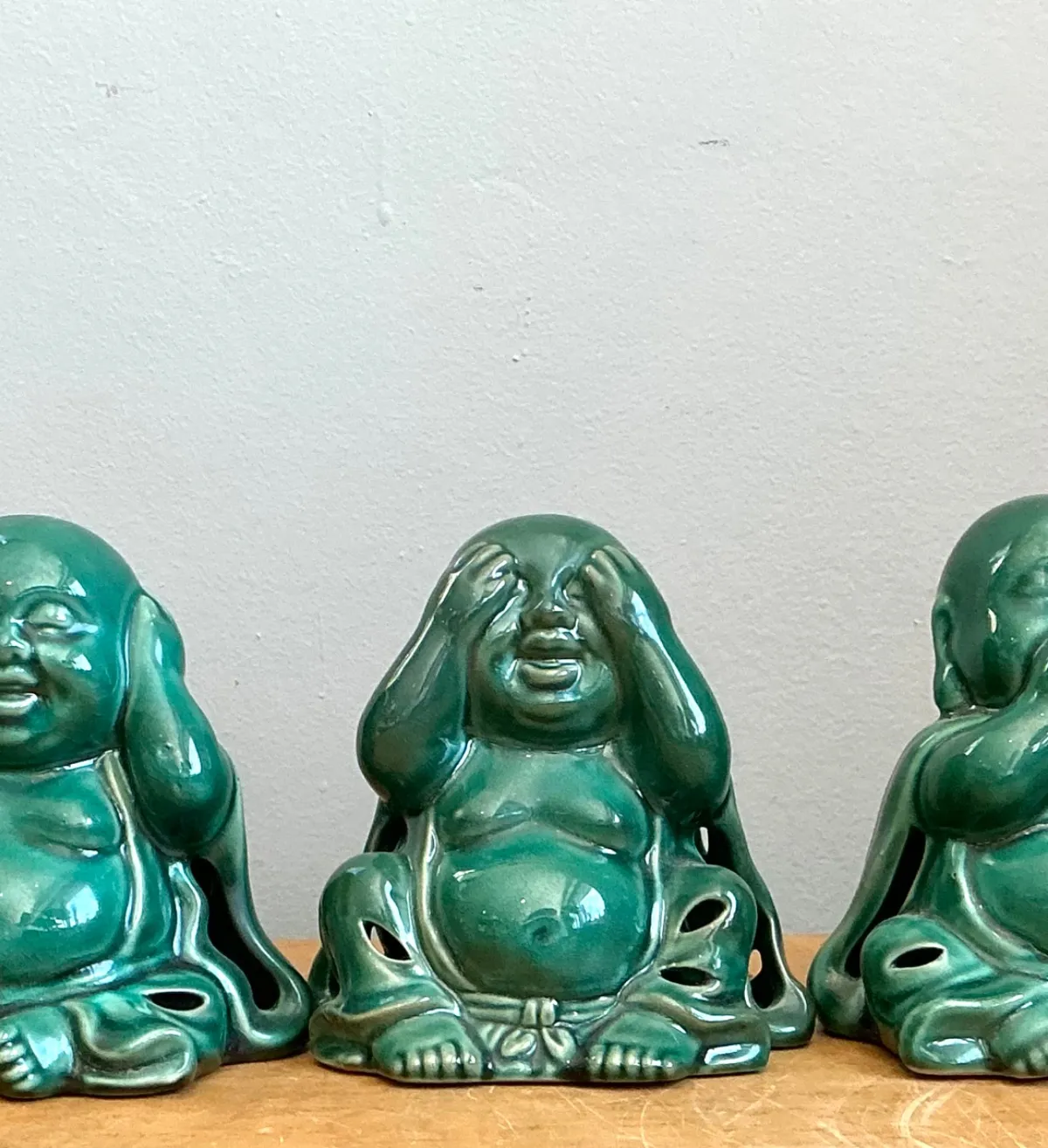 Vintage Ceramic Buddha Figurines - Set of 3