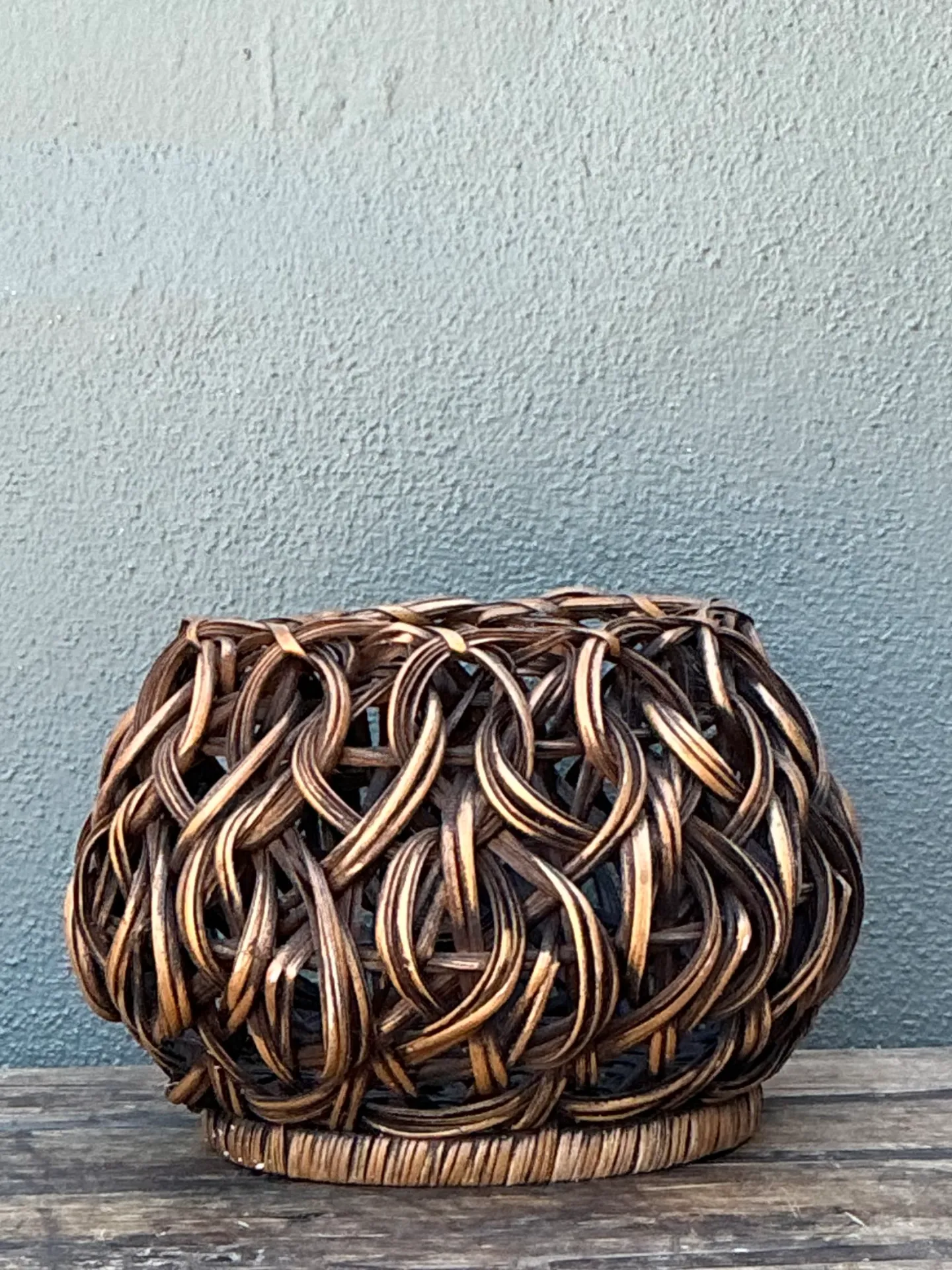 Vintage Handcrafted Woven Rattan Basket — additional photo 2