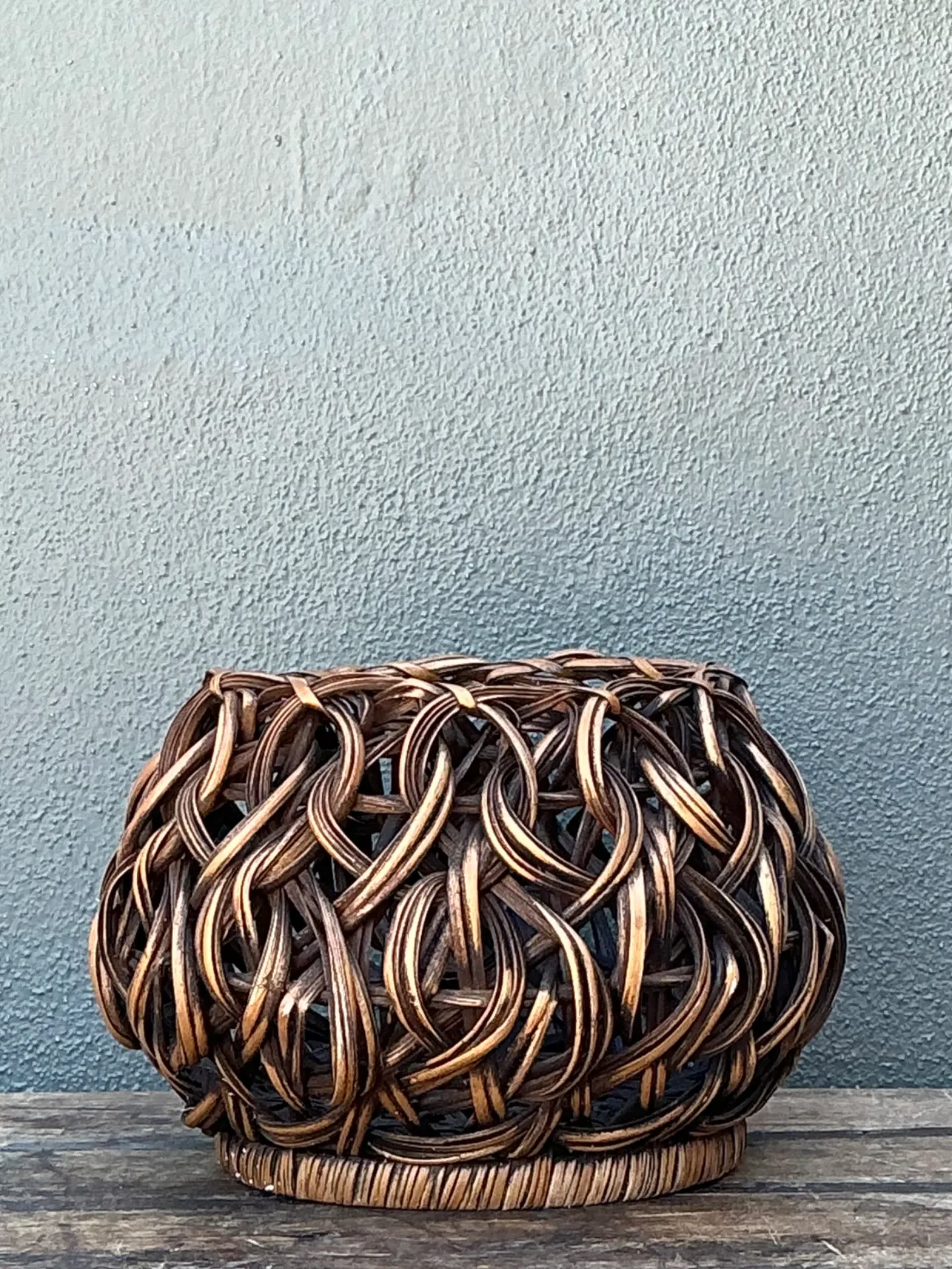 Vintage Handcrafted Woven Rattan Basket — additional photo 1