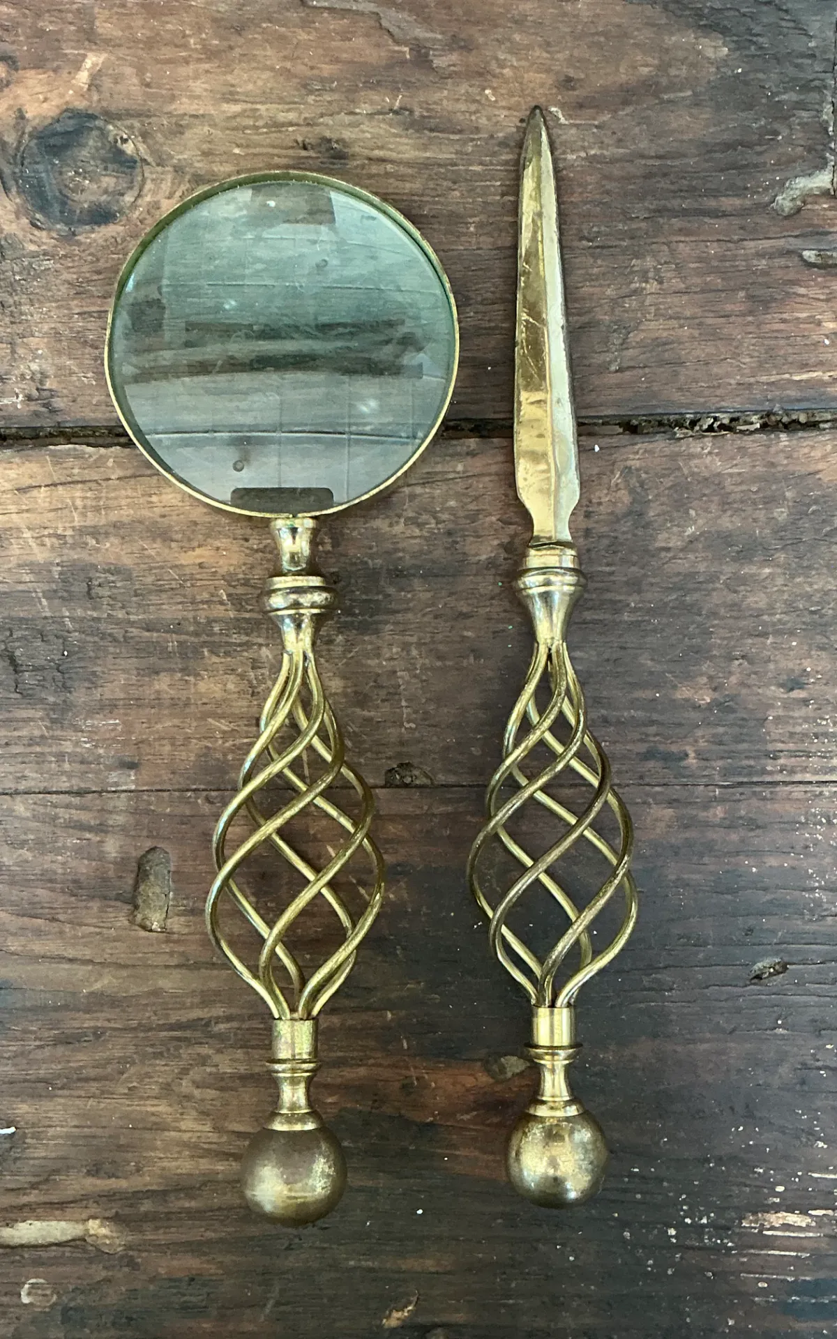 Vintage Brass Magnifying Glass and Letter Opener — additional photo 2