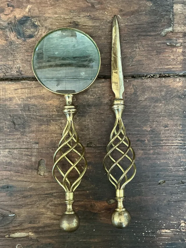Vintage Brass Magnifying Glass and Letter Opener — additional photo 7