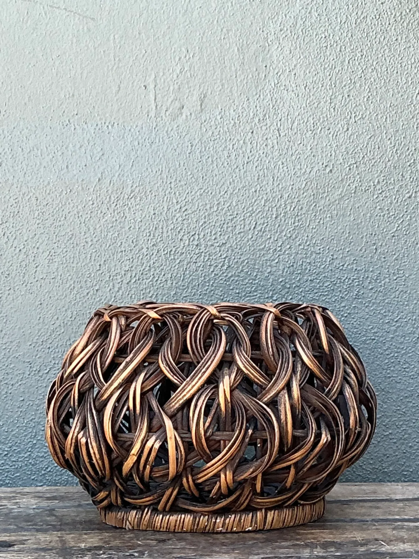 Vintage Handcrafted Woven Rattan Basket — additional photo 8