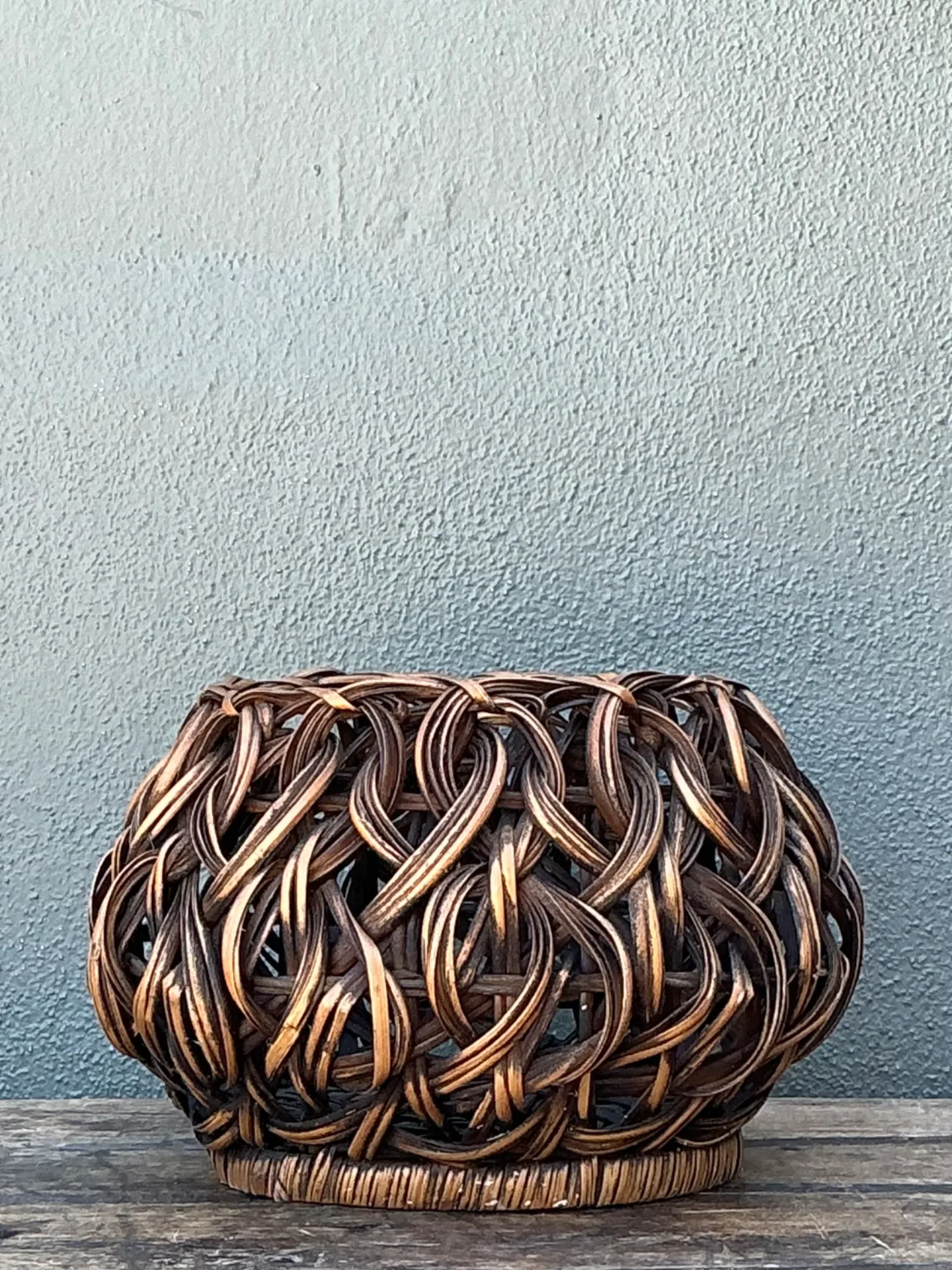 Vintage Handcrafted Woven Rattan Basket — additional photo 5