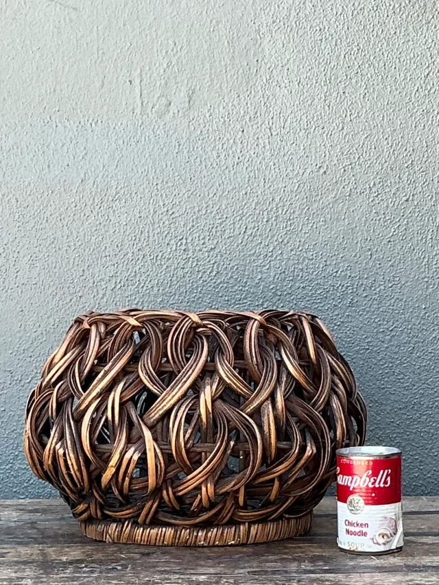 Vintage Handcrafted Woven Rattan Basket — additional photo 3