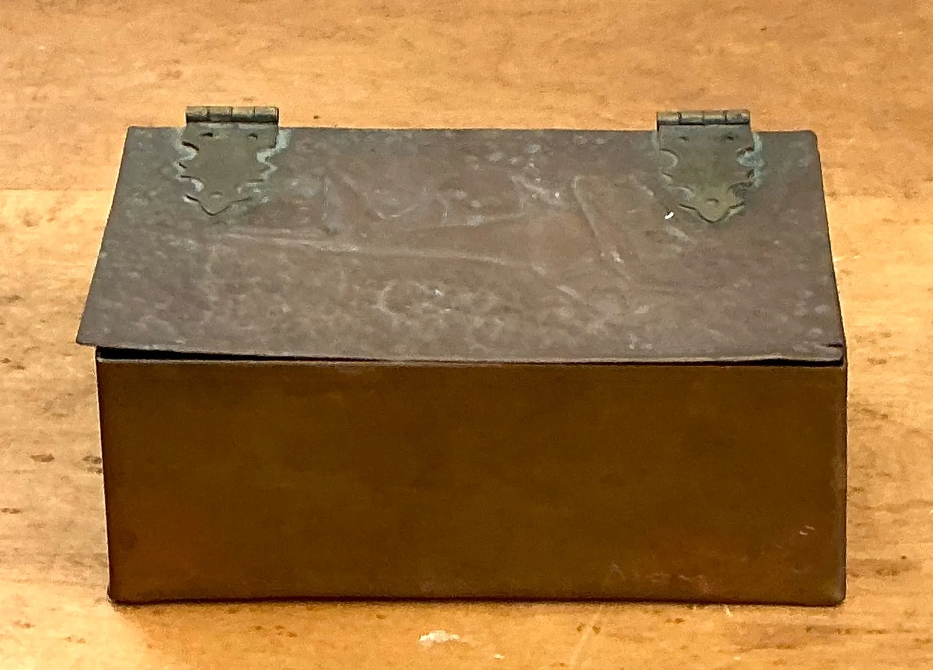 Vintage Handmade Hammered Metal and Wood Box — additional photo 5