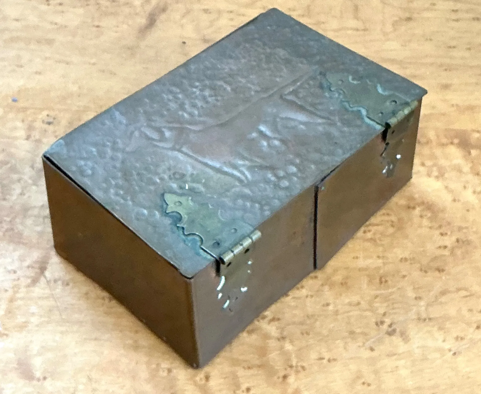 Vintage Handmade Hammered Metal and Wood Box — additional photo 8