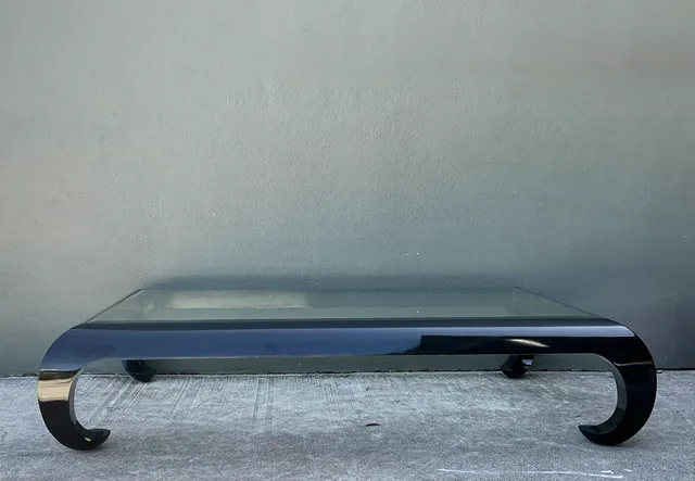 Vintage Lacquer and Glass Coffee Table — additional photo 5