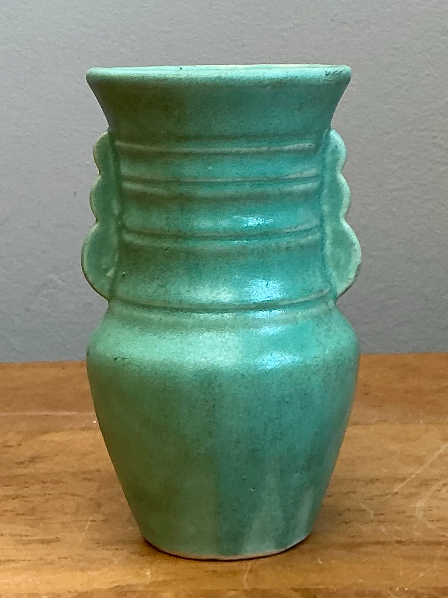 Vintage Turquoise Ceramic Pottery Vase — additional photo 1