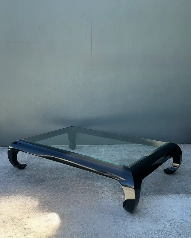 Vintage Lacquer and Glass Coffee Table — additional photo 1