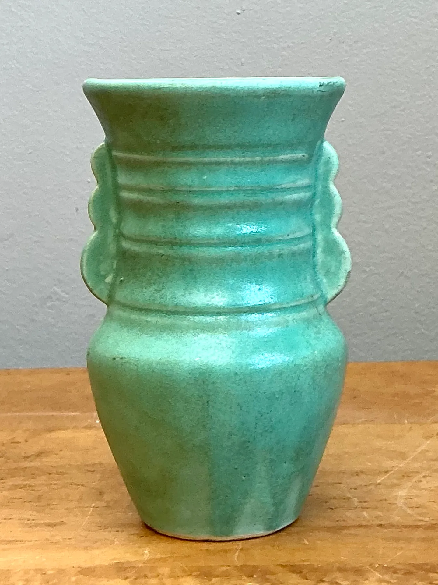 Vintage Turquoise Ceramic Pottery Vase — additional photo 6