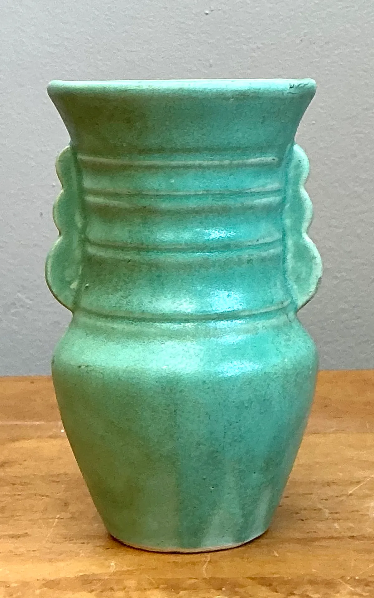 Vintage Turquoise Ceramic Pottery Vase — additional photo 6