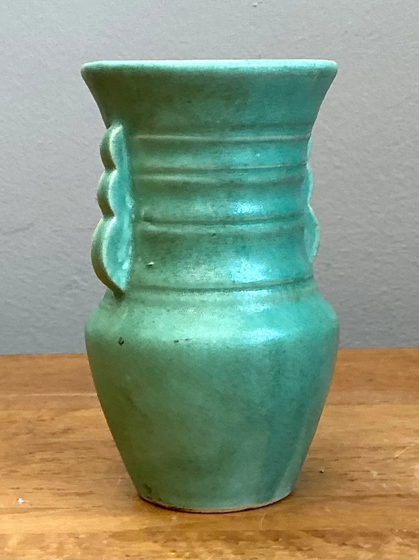 Vintage Turquoise Ceramic Pottery Vase — additional photo 5