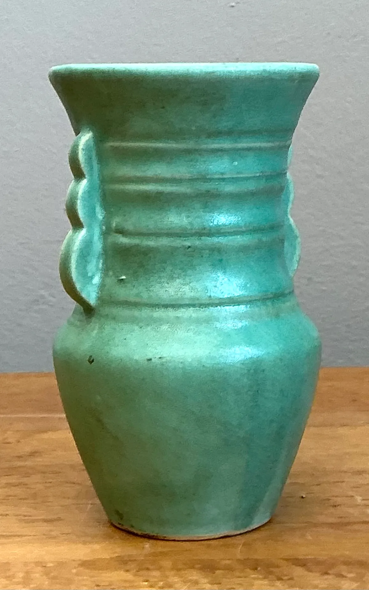 Vintage Turquoise Ceramic Pottery Vase — additional photo 5