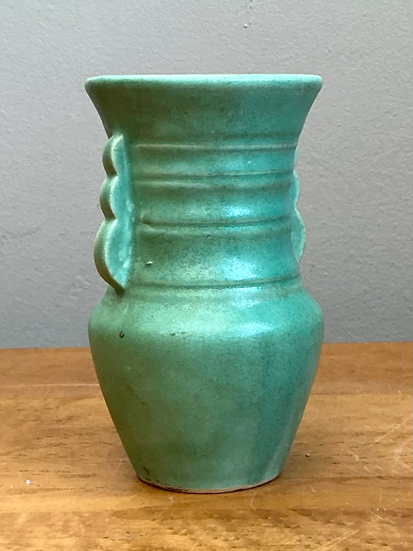 Vintage Turquoise Ceramic Pottery Vase — additional photo 4