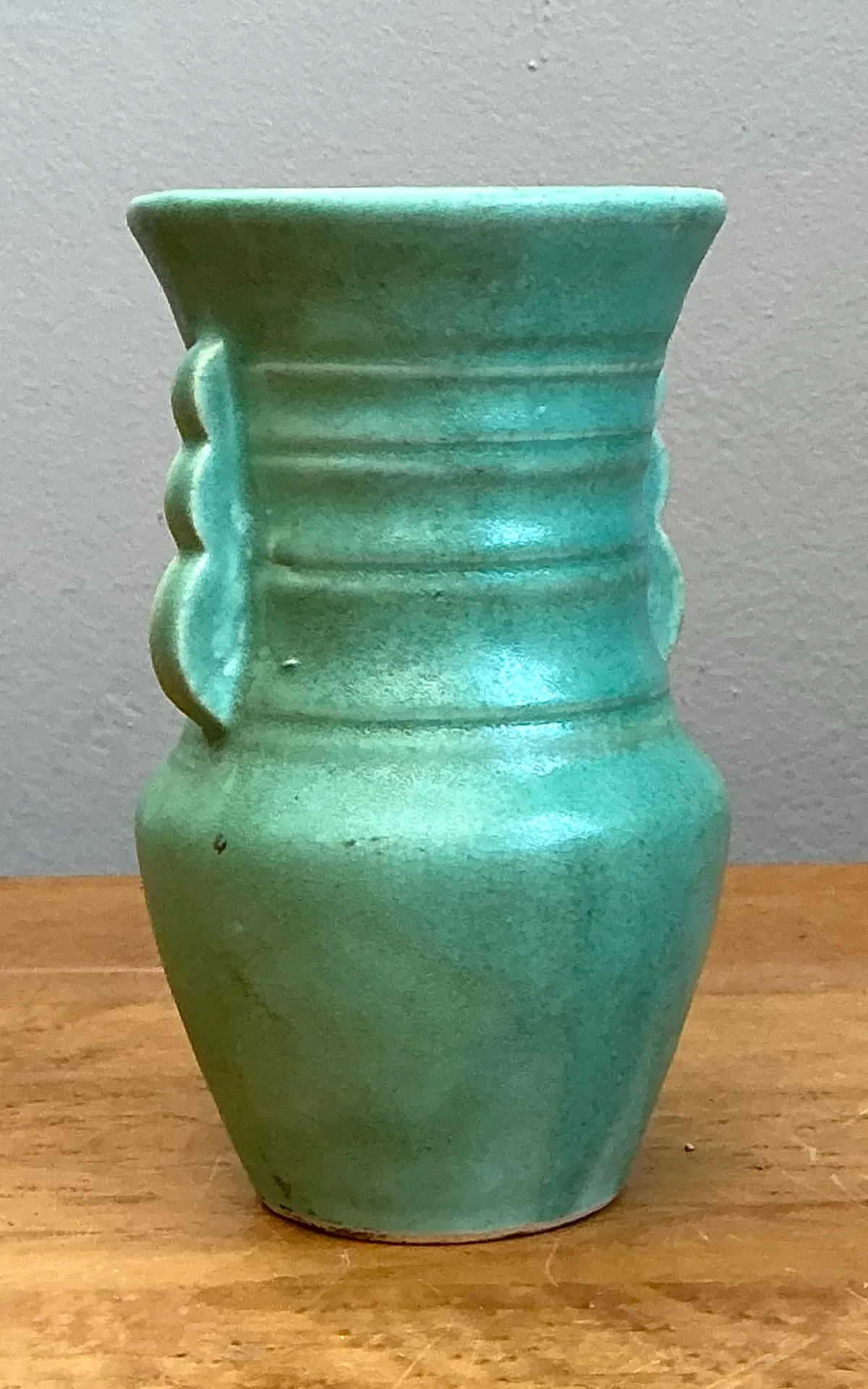 Vintage Turquoise Ceramic Pottery Vase — additional photo 4