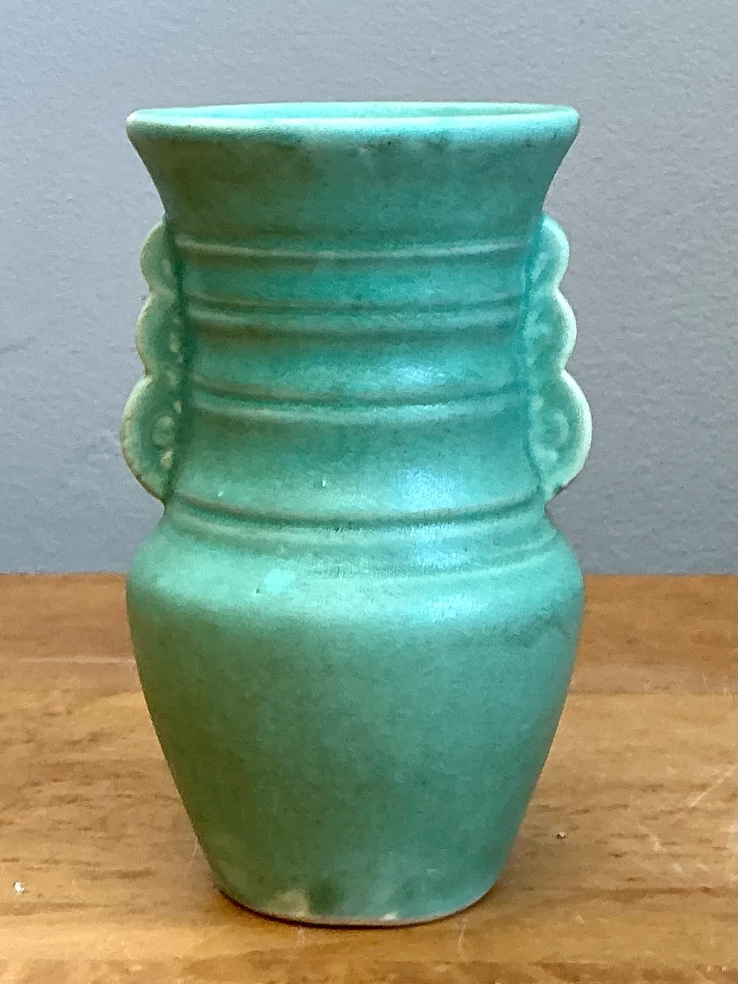 Vintage Turquoise Ceramic Pottery Vase — additional photo 3