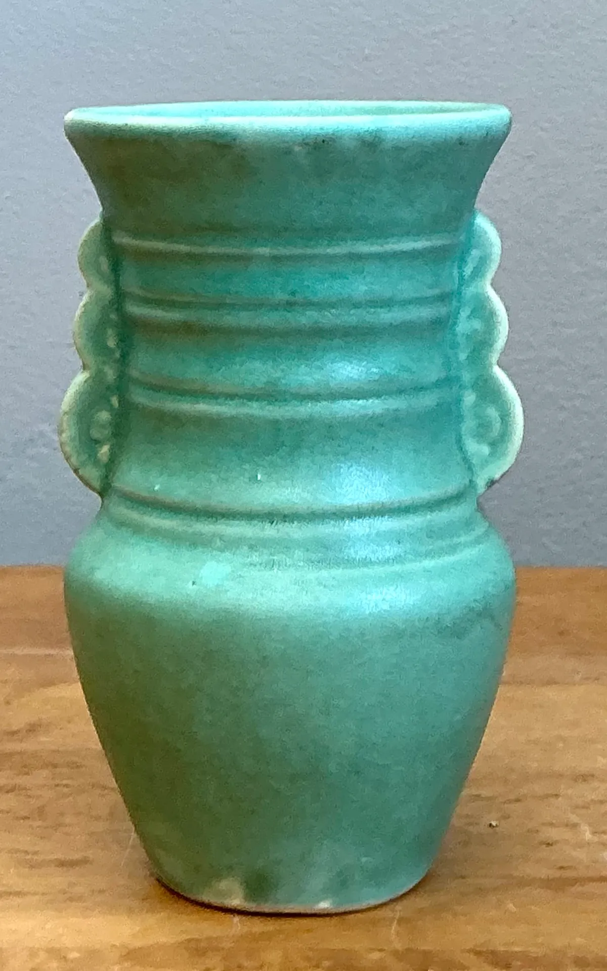 Vintage Turquoise Ceramic Pottery Vase — additional photo 3