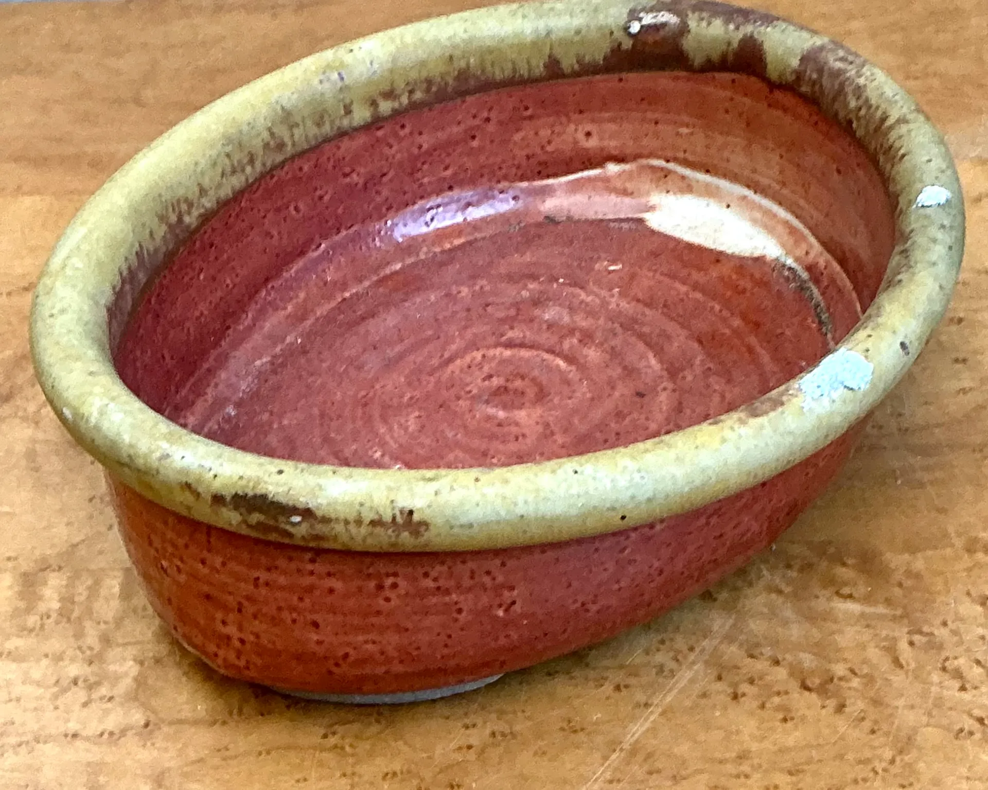 Vintage Oval Ceramic Pottery Bowl — additional photo 4