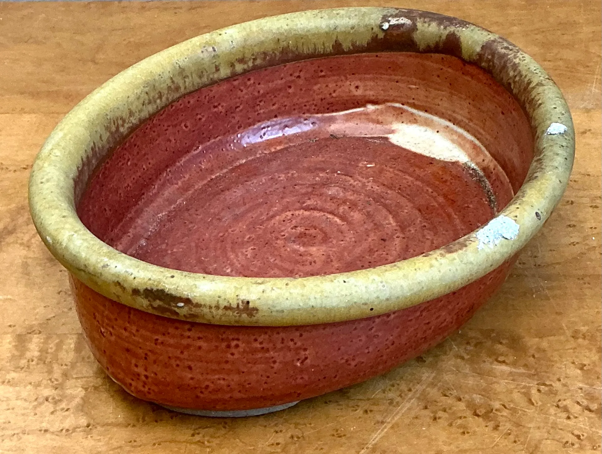 Vintage Oval Ceramic Pottery Bowl — additional photo 2