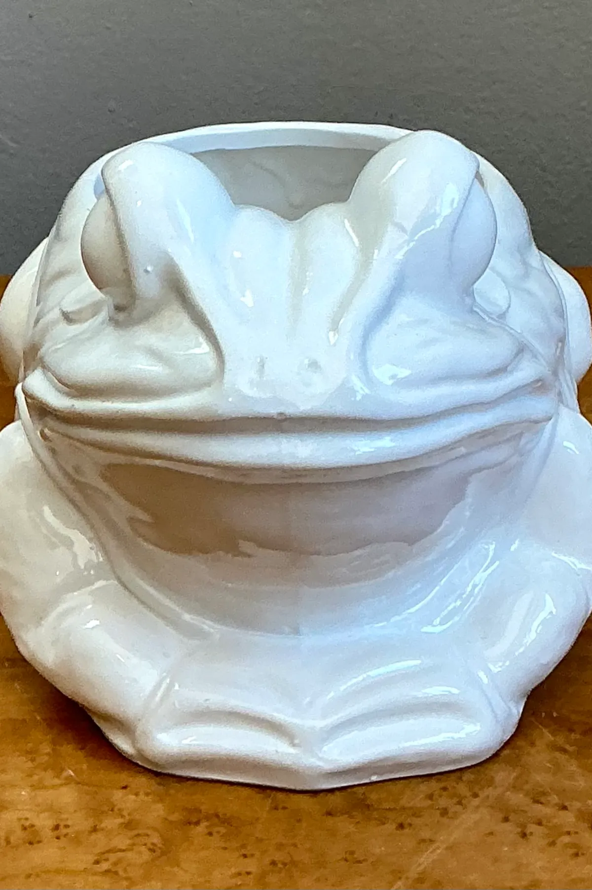Vintage Italian White Frog Ceramic Vase
