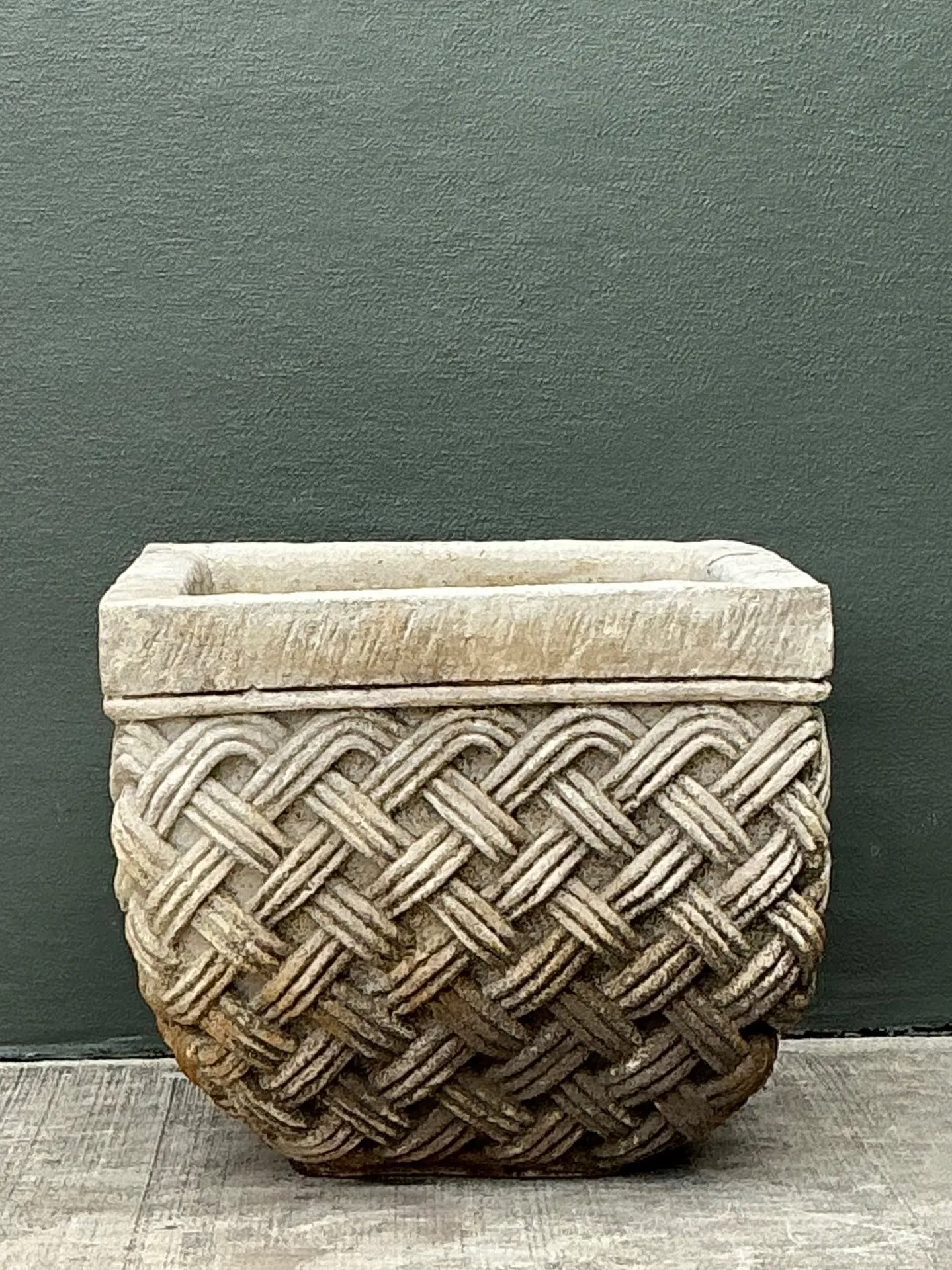 Vintage Basketweave Stone Planter — additional photo 6