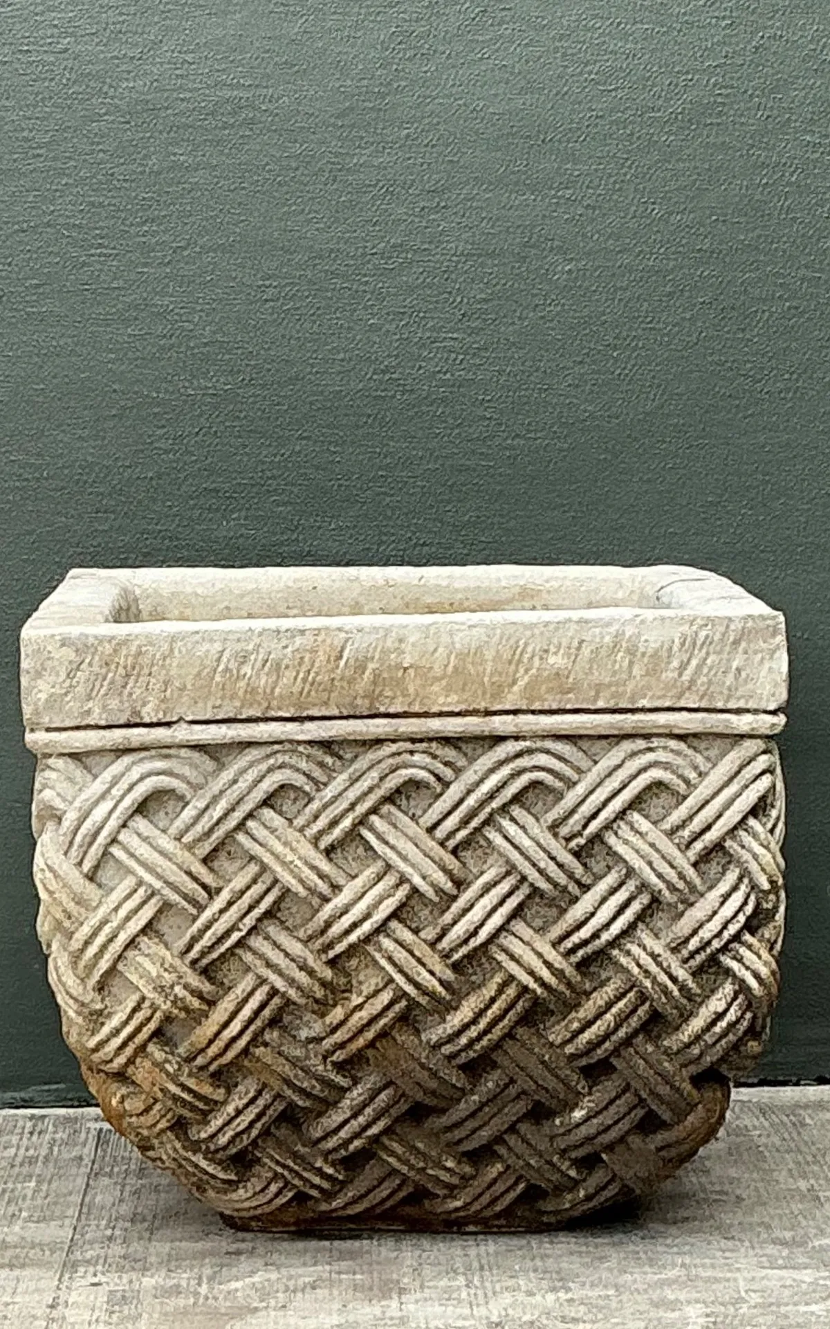 Vintage Basketweave Stone Planter — additional photo 6