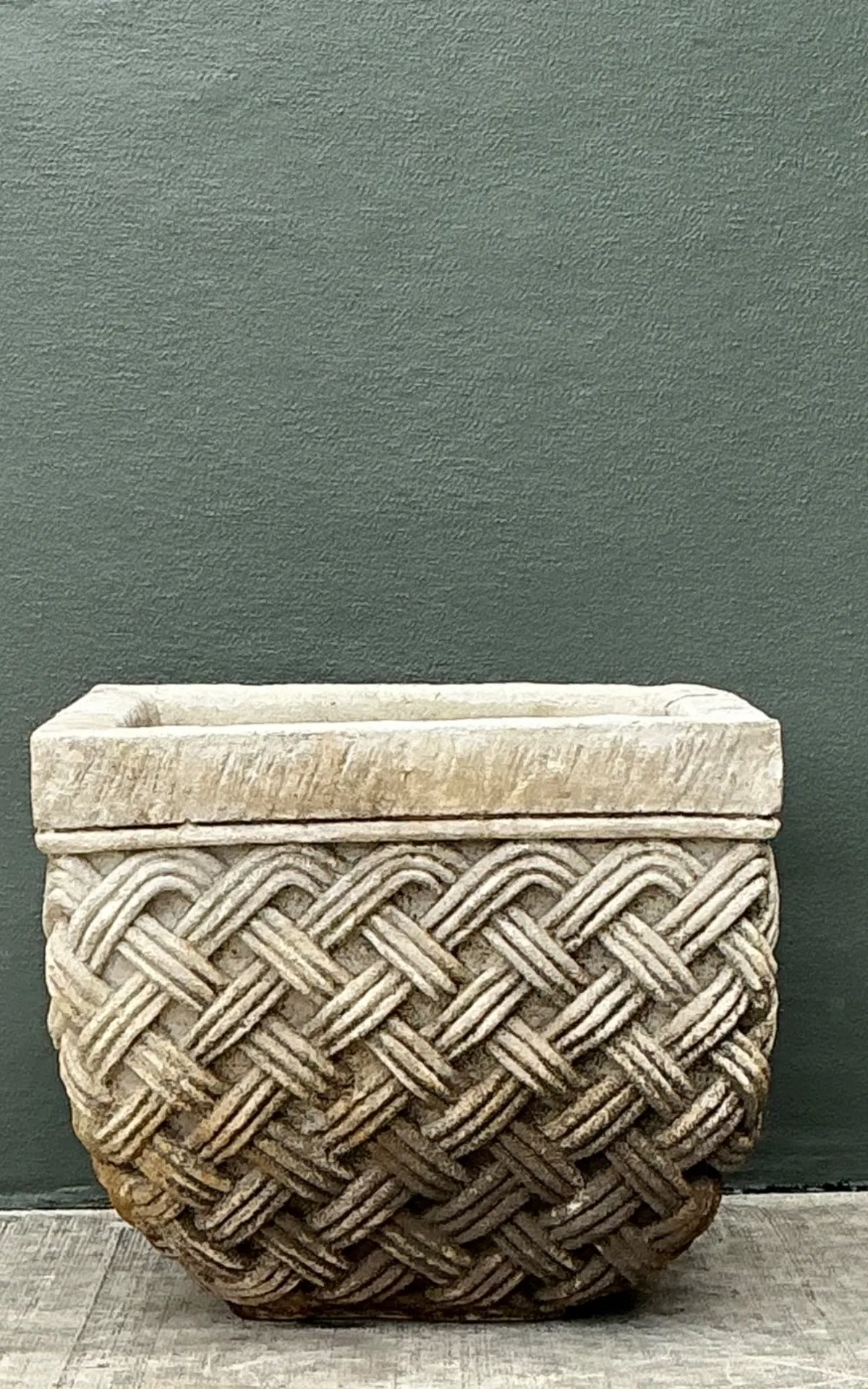 Vintage Basketweave Stone Planter — additional photo 2
