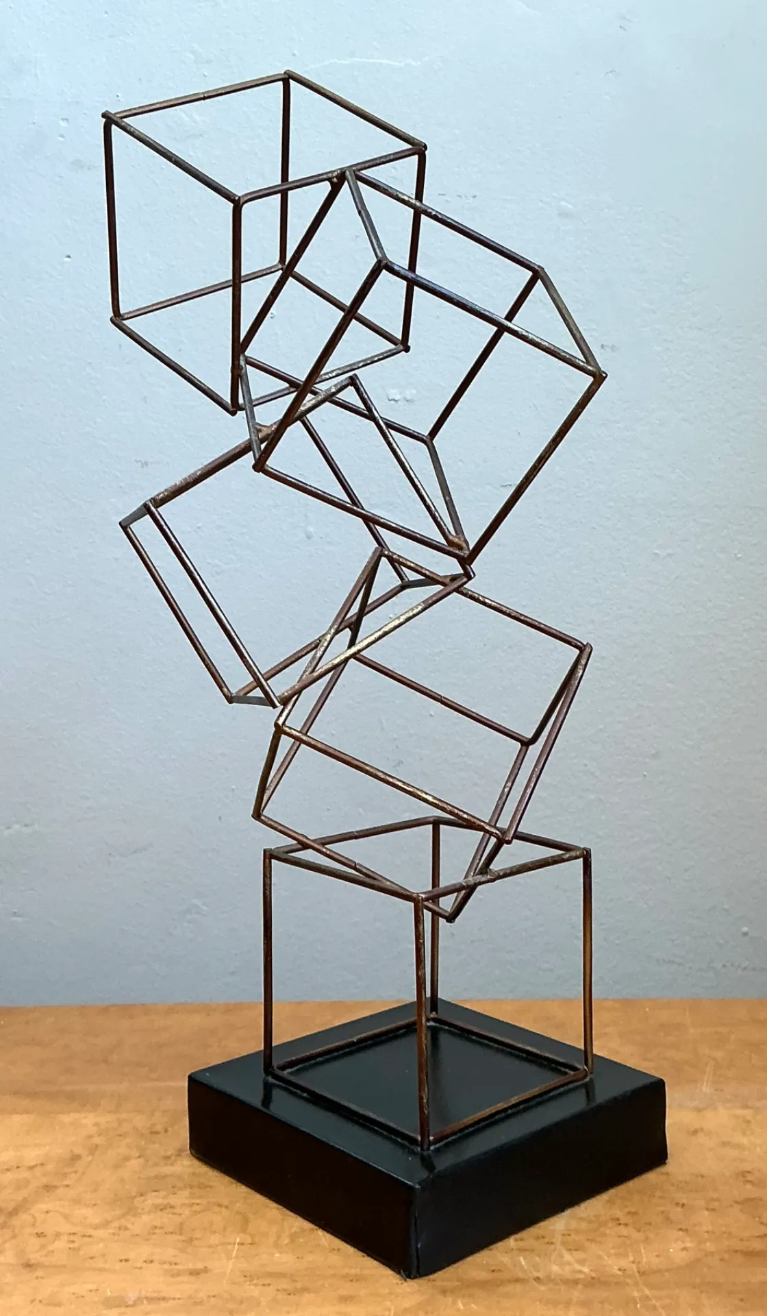 Vintage Geometric Metal Cube Sculpture — additional photo 4