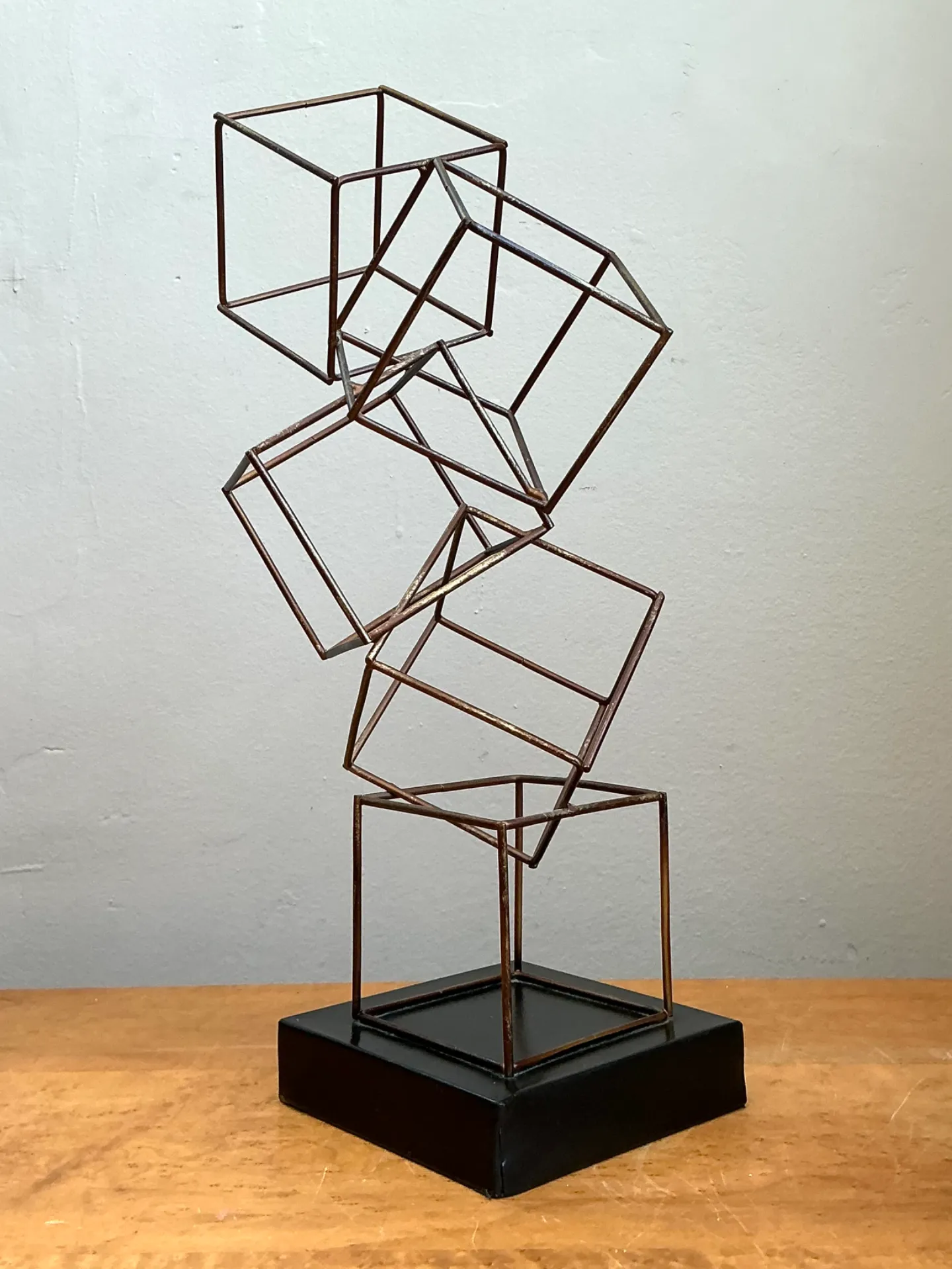 Vintage Geometric Metal Cube Sculpture — additional photo 6