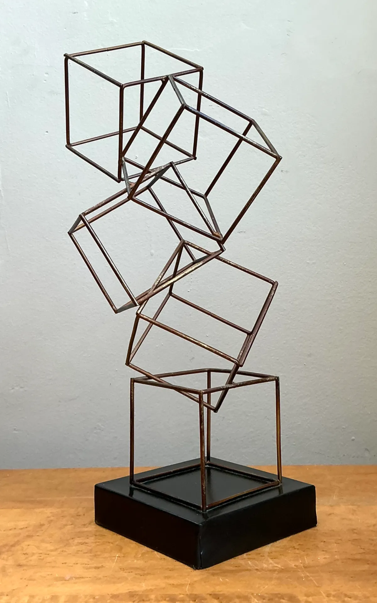 Vintage Geometric Metal Cube Sculpture — additional photo 6