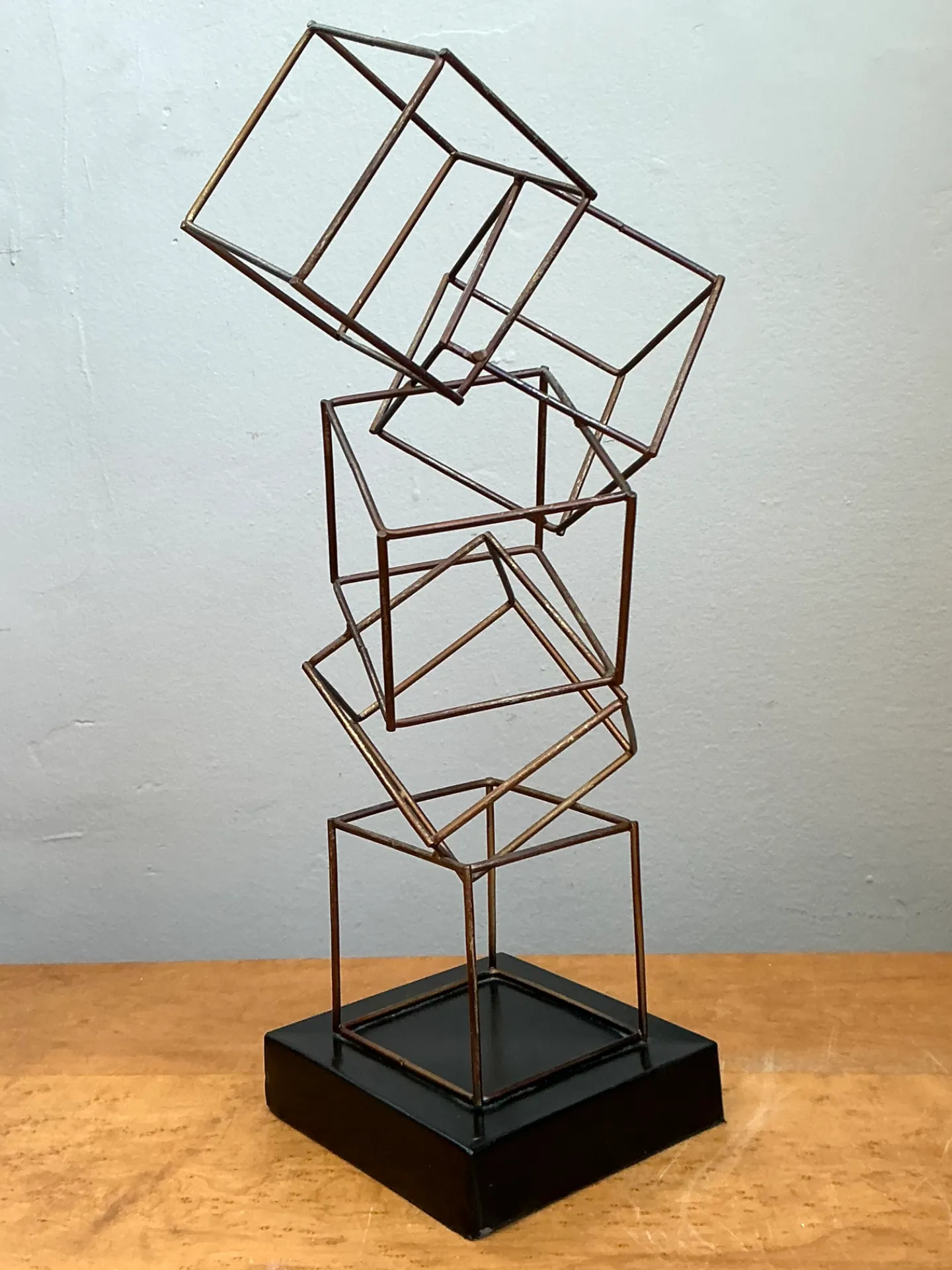 Vintage Geometric Metal Cube Sculpture — additional photo 5