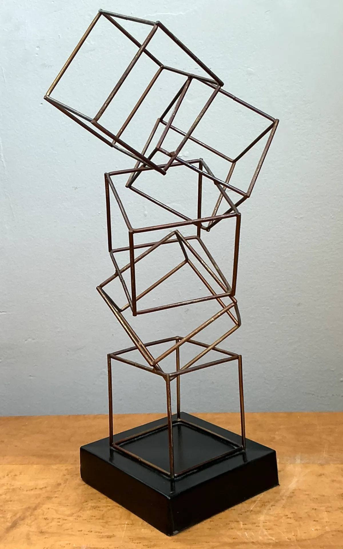 Vintage Geometric Metal Cube Sculpture — additional photo 5