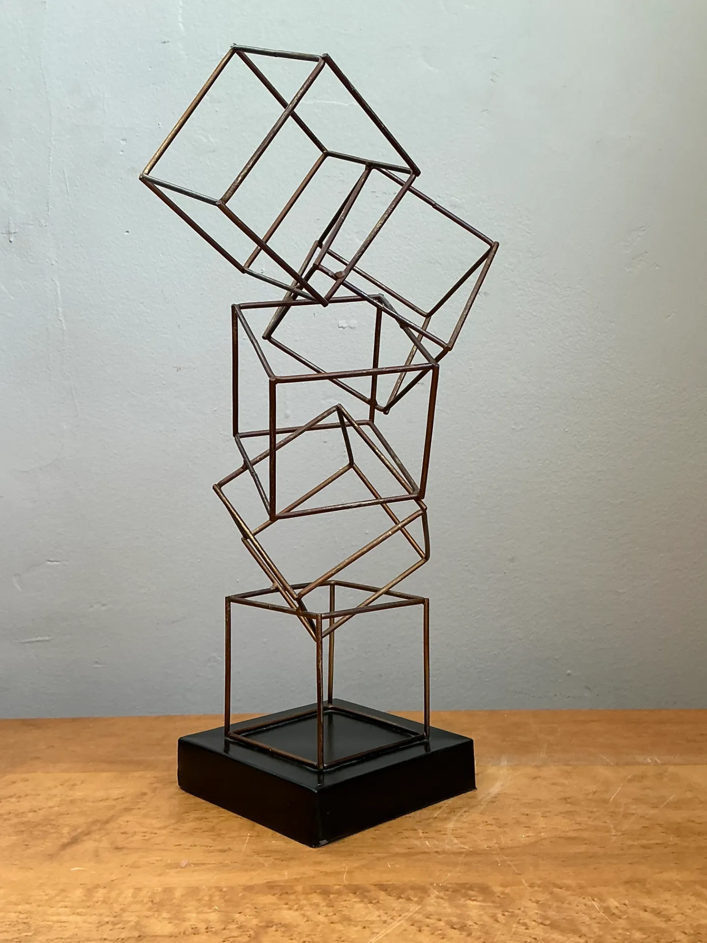 Vintage Geometric Metal Cube Sculpture — additional photo 3