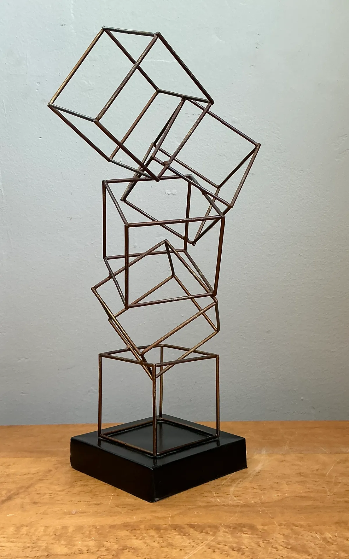 Vintage Geometric Metal Cube Sculpture — additional photo 3