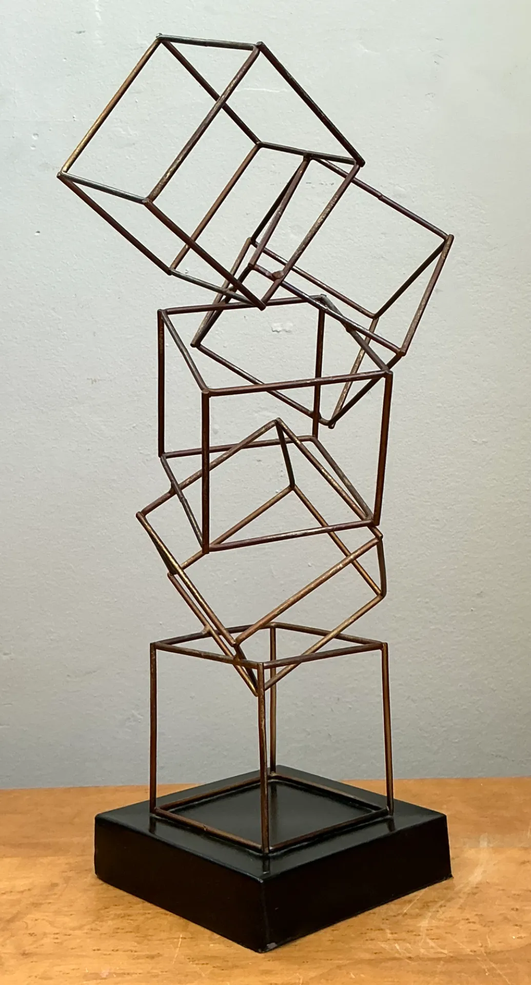 Vintage Geometric Metal Cube Sculpture — additional photo 8