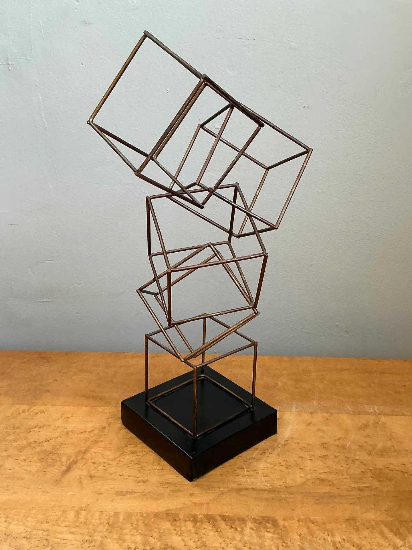 Vintage Geometric Metal Cube Sculpture — additional photo 7